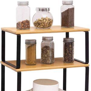 2 Pack Bamboo Kitchen Cabinet, Expandable & Stacka